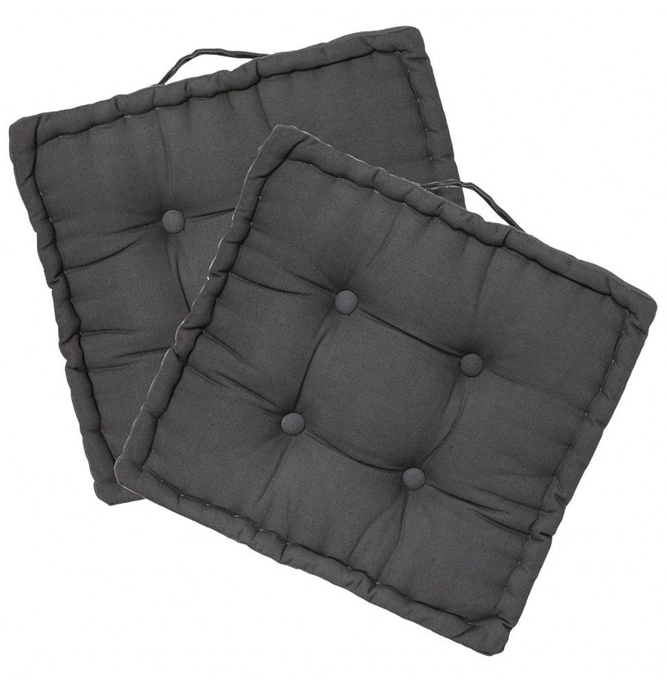 Coussin de sol - Lot de 2 - 40 x 40 cm - Gris foncé