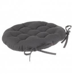 Galette de chaise ronde - Lot de  4 - D 38 cm - Gris foncé