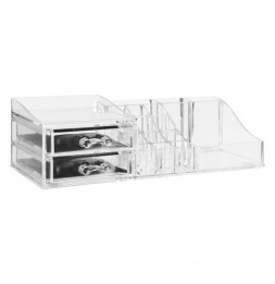 Organiseur make-up 17 compartiments - 30,5 x 15,3 x 9 cm - Polystyrène transparent