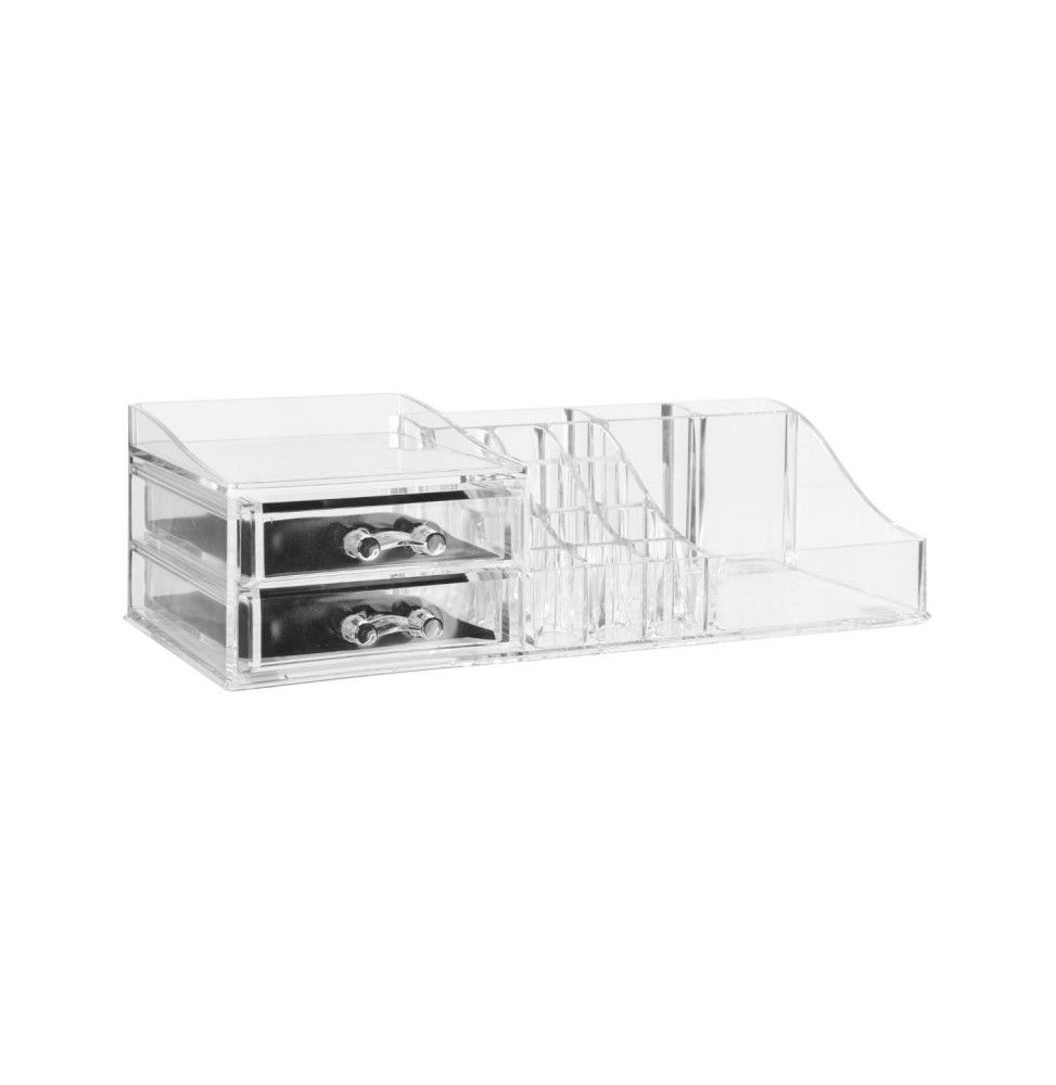 Organiseur make-up 17 compartiments - 30,5 x 15,3 x 9 cm - Polystyrène transparent