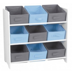 Meuble 9 paniers - 63 x 30 x 59,5 cm - MDF - Bleu et gris