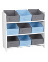 Meuble 9 paniers - 63 x 30 x 59,5 cm - MDF - Bleu et gris