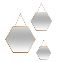 Miroir hexagone - Lot de 3 - Jaune