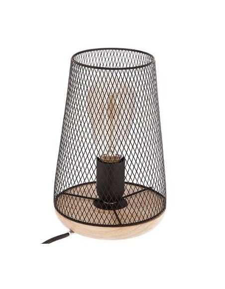 Lampe - 15 x 23 cm - Métal et bois - Noir