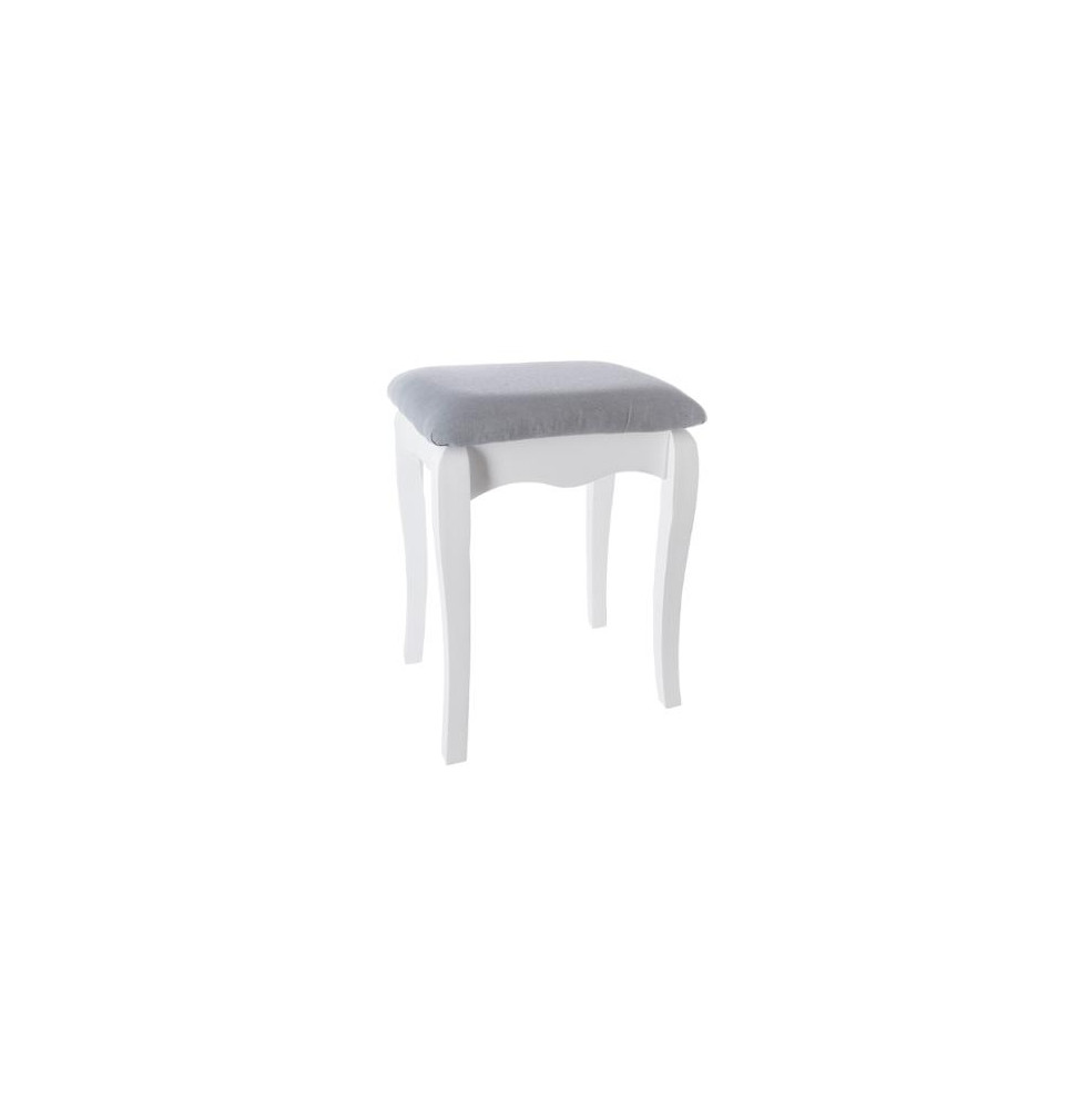 Tabouret pour coiffeuse Aurell - 35 x 28 x 45 cm - MDF - Blanc