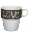 Mug Love - Lot de 6 - 26cL - 13 x 13 x 30 cm - Porcelaine - Marron et blanc