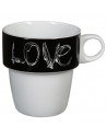 Mug Love - Lot de 6 - 26cL - 13 x 13 x 30 cm - Porcelaine - Marron et blanc