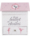 Boîte à bijoux musicale Ballerine - L 14 cm x l 14,5 cm x H 16 cm - Rose