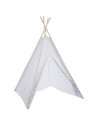 Tipi - 120 x 120 x 160 cm - Bois et polyester - Blanc et gris