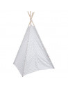 Tipi - 120 x 120 x 160 cm - Bois et polyester - Blanc et gris