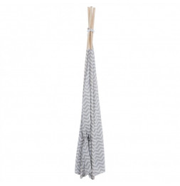 Tipi - 120 x 120 x 160 cm - Bois et polyester - Blanc et gris