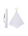 Tipi - 120 x 120 x 160 cm - Bois et polyester - Blanc et gris