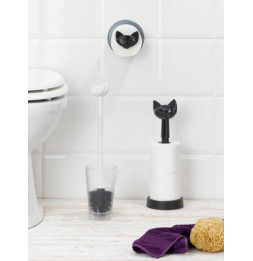 Dérouleur de papier toilette - Miaou - 13 x 15,1 cm - Plastique - Noir