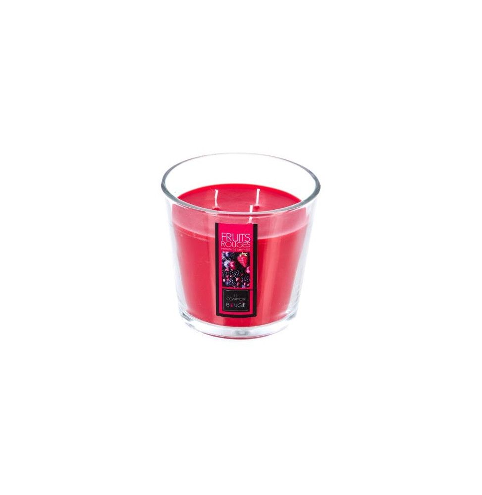 Bougie parfumée aux fruits rouges - 13,5 x 12,5 cm - Verre - Rouge