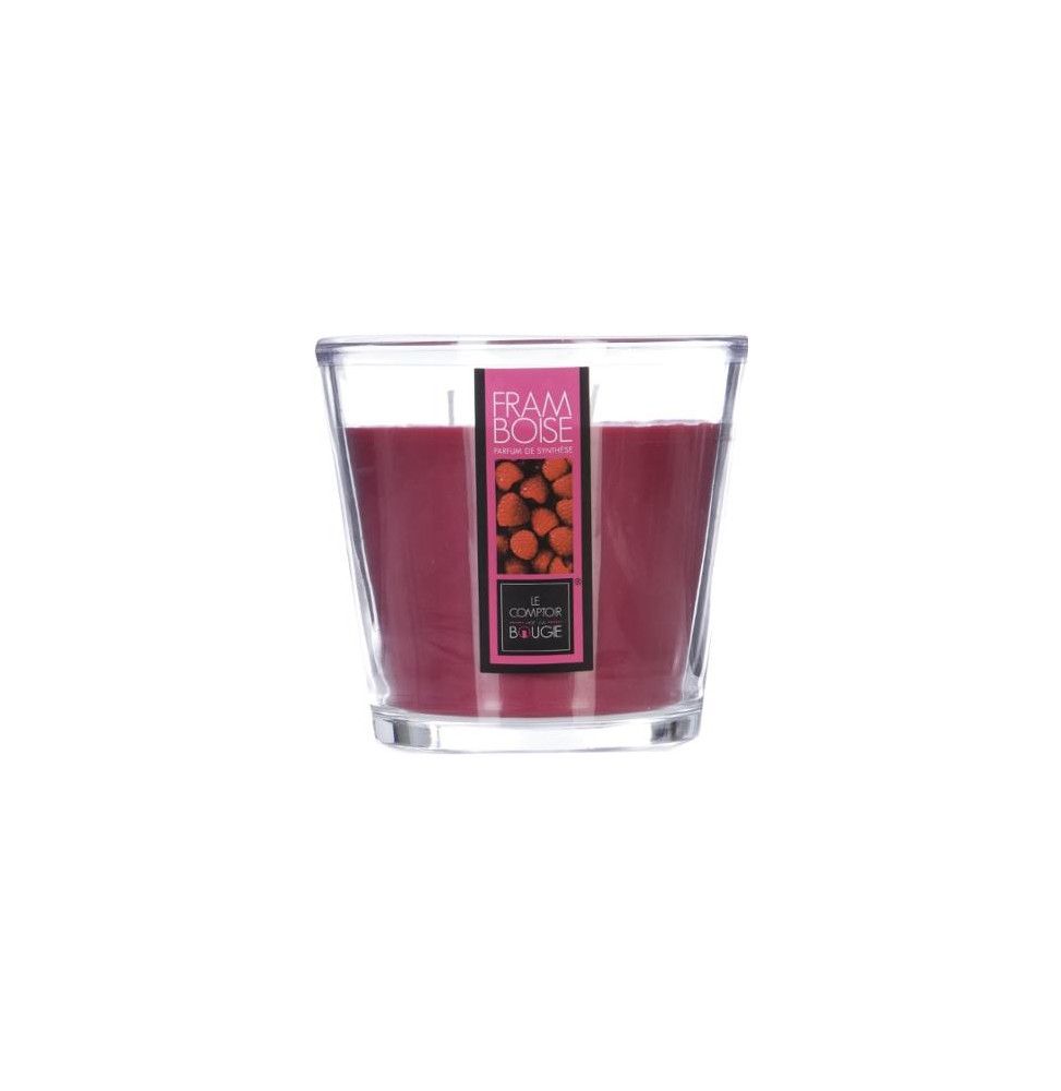 Bougie parfumée à la framboise - 13,5 x 12,5 cm - Verre - Rose