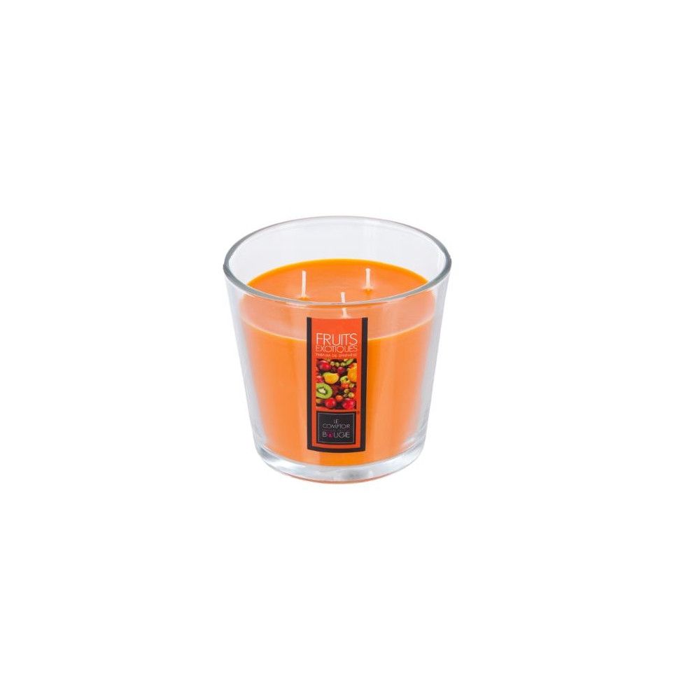 Bougie parfumée aux fruits exotiques - 13,5 x 12,5 cm - Verre - Orange