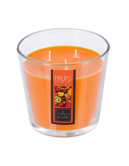 Bougie parfumée aux fruits exotiques - 13,5 x 12,5 cm - Verre - Orange