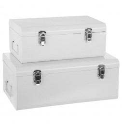 Set de 2 malles rectangulaires - Cantine - Blanc