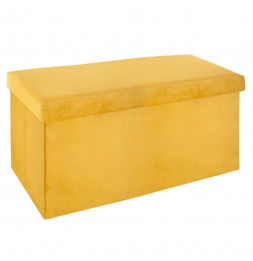 Pouf pliable -  L 76,6 x l 38 x H 37,5 cm - Velours - Jaune moutarde