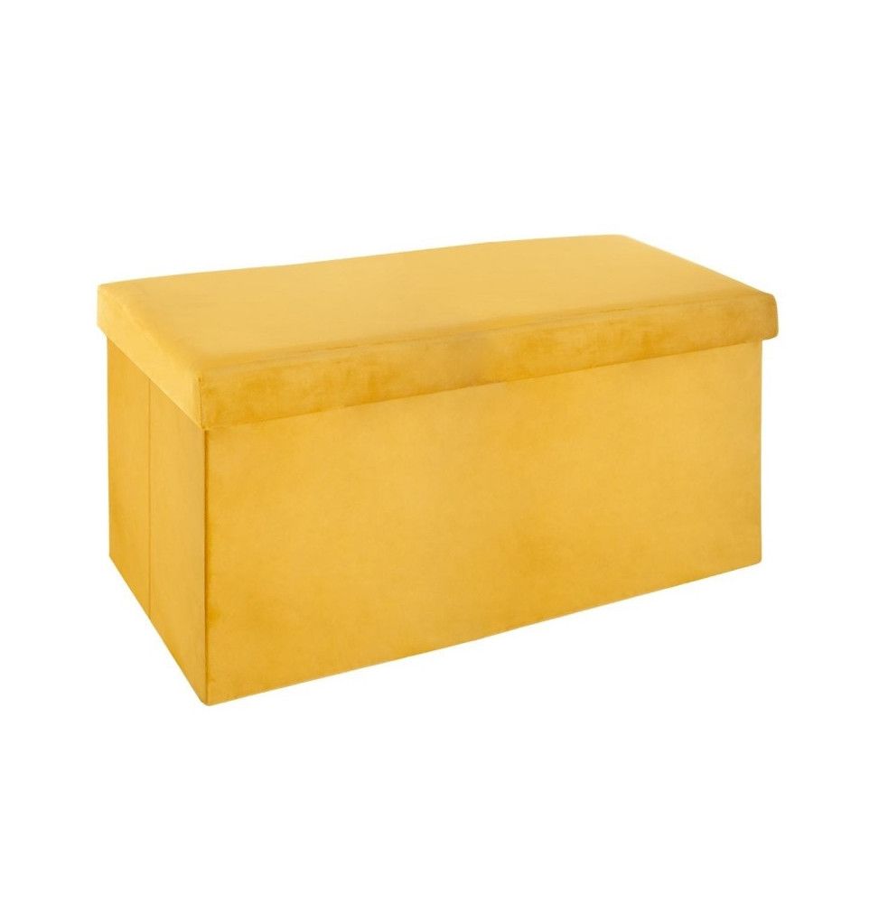 Pouf pliable -  L 76,6 x l 38 x H 37,5 cm - Velours - Jaune moutarde