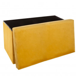 Pouf pliable -  L 76,6 x l 38 x H 37,5 cm - Velours - Jaune moutarde