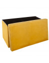 Pouf pliable -  L 76,6 x l 38 x H 37,5 cm - Velours - Jaune moutarde