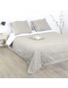 Dessus de lit arabesque et 2 taies d'oreiller - 240 x 260 cm - Polyester - Beige