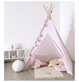 Tipi déco - 120 x 120 x 160 cm - Polyester - Rose