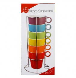 Lot de 6 mugs sur rack - D 8,5 cm