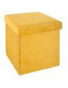 Pouf pliable - L 38 x l 38 x H 38 cm - Velours - Jaune moutarde