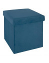 Pouf pliable - L 38 x l 38 x H 38 cm - Velours - Bleu foncé