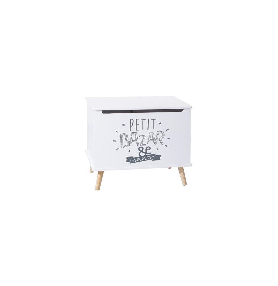 Coffre de rangement pour enfants - 58 x 48 x 38 cm - Bois - Blanc