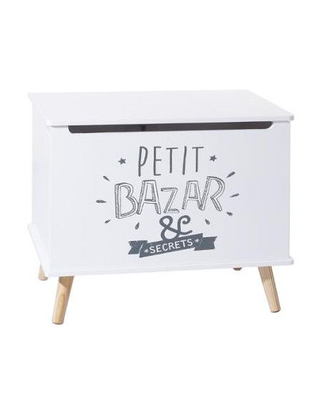 Coffre de rangement pour enfants - 58 x 48 x 38 cm - Bois - Blanc