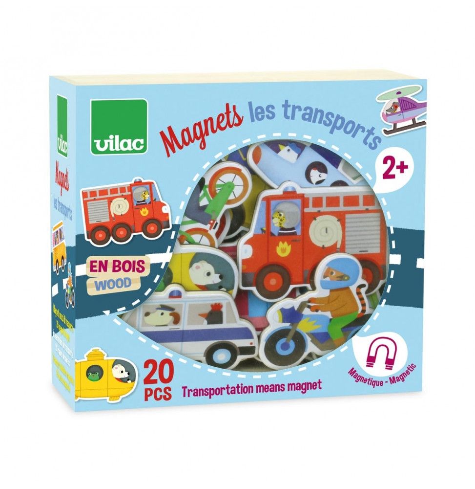 Magnets les transports - 15 x 14 x 6 cm - Bois