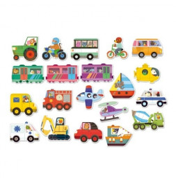 Magnets les transports - 15 x 14 x 6 cm - Bois