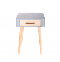 Chevet 1 tiroir - 35 x 35 x 48 cm - Bois - Gris