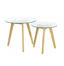 Tables gigognes plateau rond - Bois - Transparent