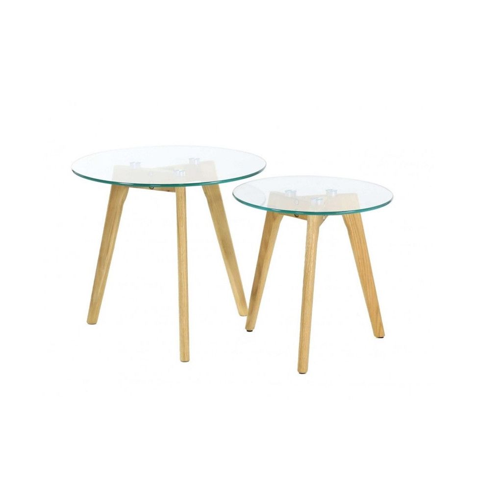 Tables gigognes plateau rond - Bois - Transparent