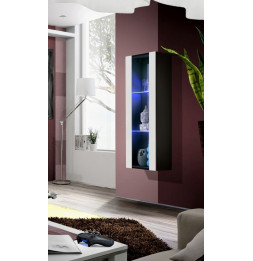 Vitrine colonne - FLY 21 - LED - L 40 cm x P 29 cm x H 126 cm - Noir et blanc