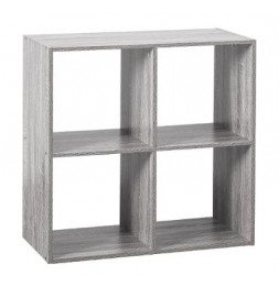 Etagère 4 cases - L 67,6 x P 32 x H 67,6 cm - Bois - Gris