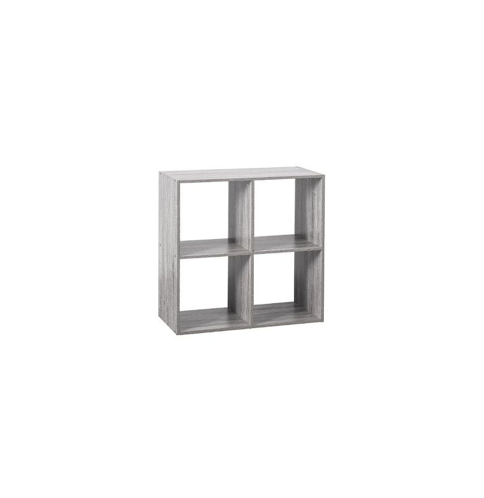 Etagère 4 cases - L 67,6 x P 32 x H 67,6 cm - Bois - Gris