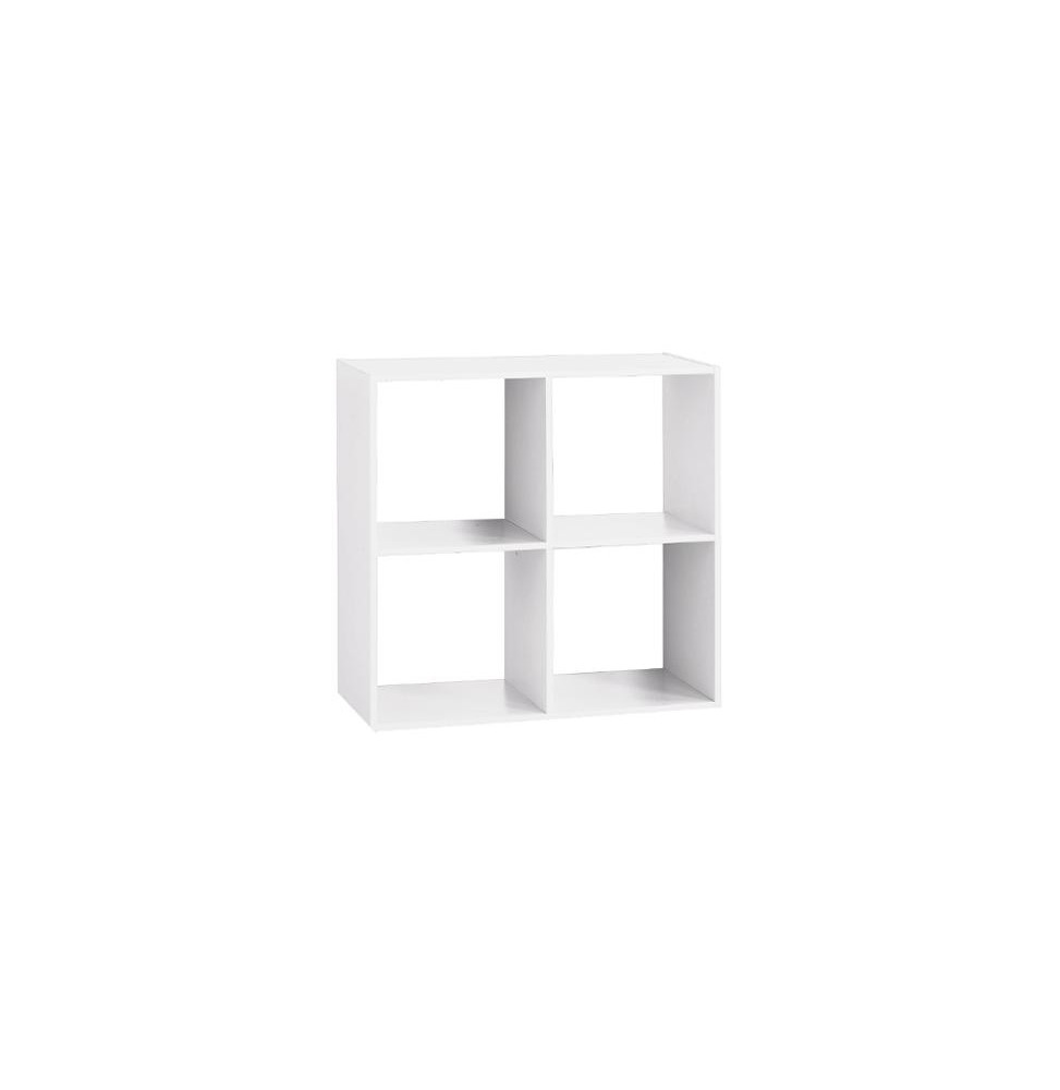 Etagère 4 cases - L 67,6 x P 32 x H 67,6 cm - Bois - Blanc