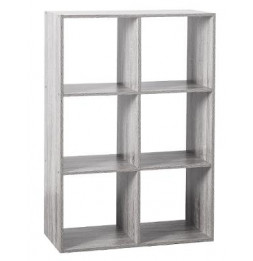 Etagère 6 cases - L 67,6 x P 32 x H 100,5 cm - Bois - Gris