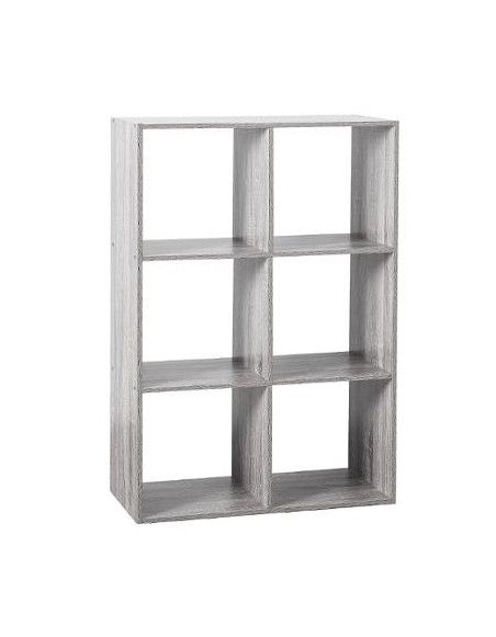 Etagère 6 cases - L 67,6 x P 32 x H 100,5 cm - Bois - Gris