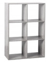 Etagère 6 cases - L 67,6 x P 32 x H 100,5 cm - Bois - Gris