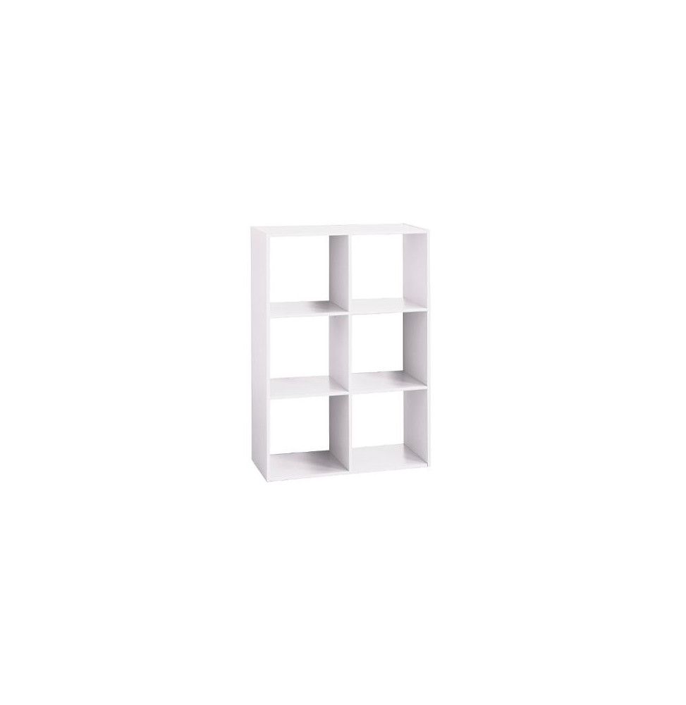 Etagère 6 cases - L 67,6 x P 32 x H 100,5 cm - Bois - Blanc