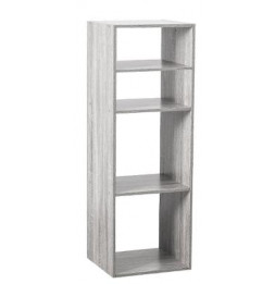 Etagère 2 grandes et 2 petites cases - L 34,4 x P 32 x H 100,5 cm - Bois - Gris