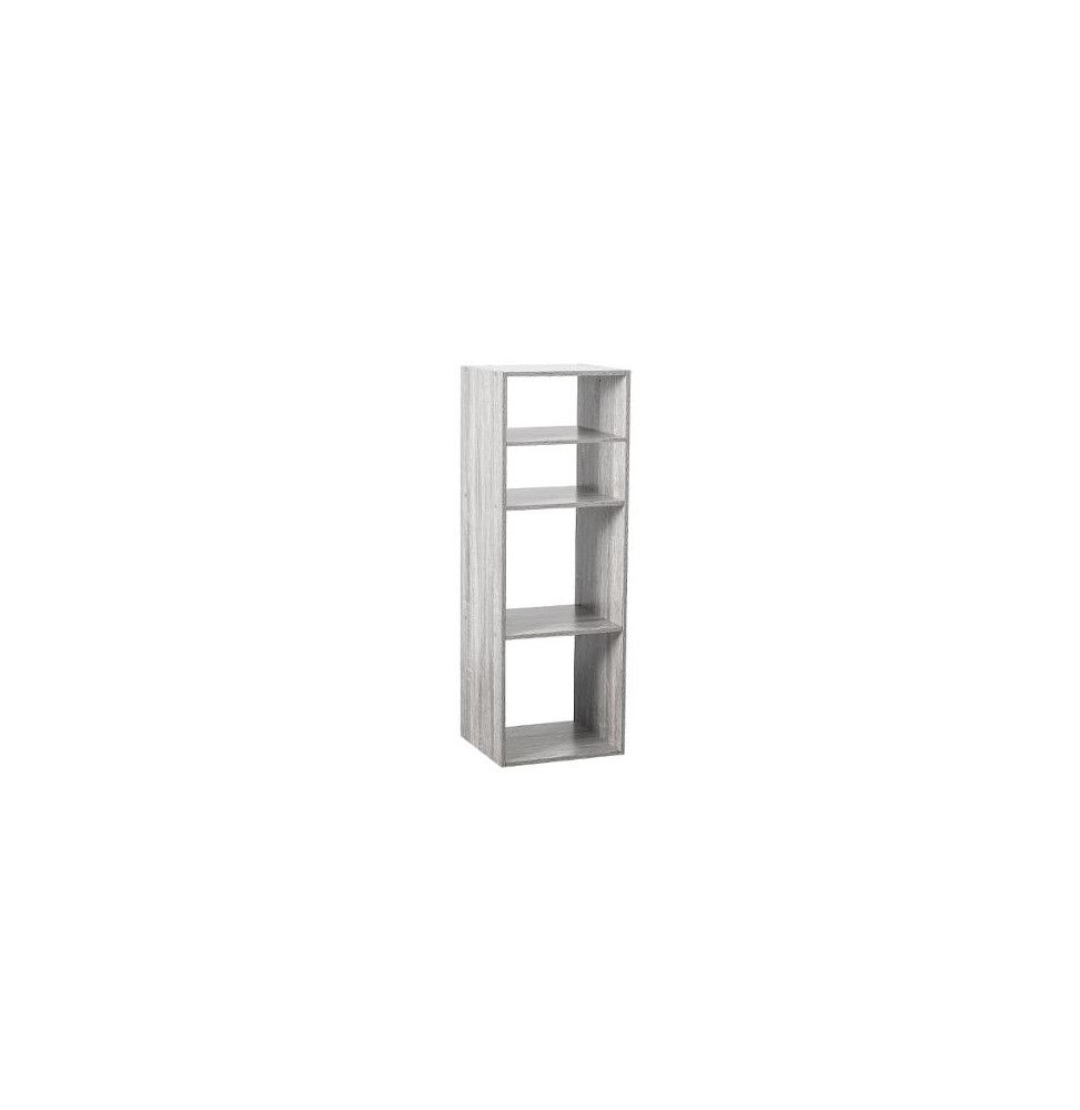 Etagère 2 grandes et 2 petites cases - L 34,4 x P 32 x H 100,5 cm - Bois - Gris