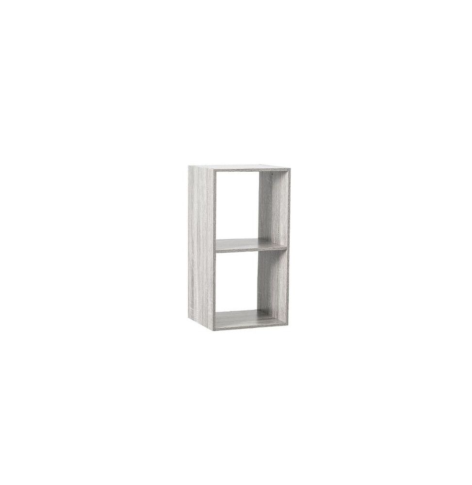 Etagère 2 cases - L 34,4 x P 32 x H  67,6 cm - Bois - Gris