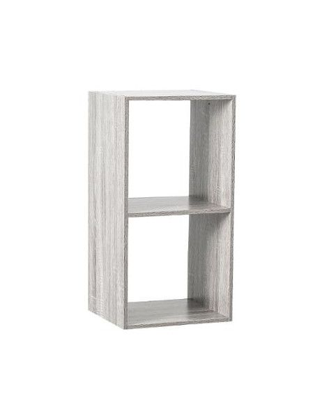 Etagère 2 cases - L 34,4 x P 32 x H  67,6 cm - Bois - Gris